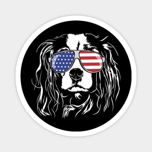 Proud Cavalier King Charles Spaniel American Flag sunglasses dog Magnet